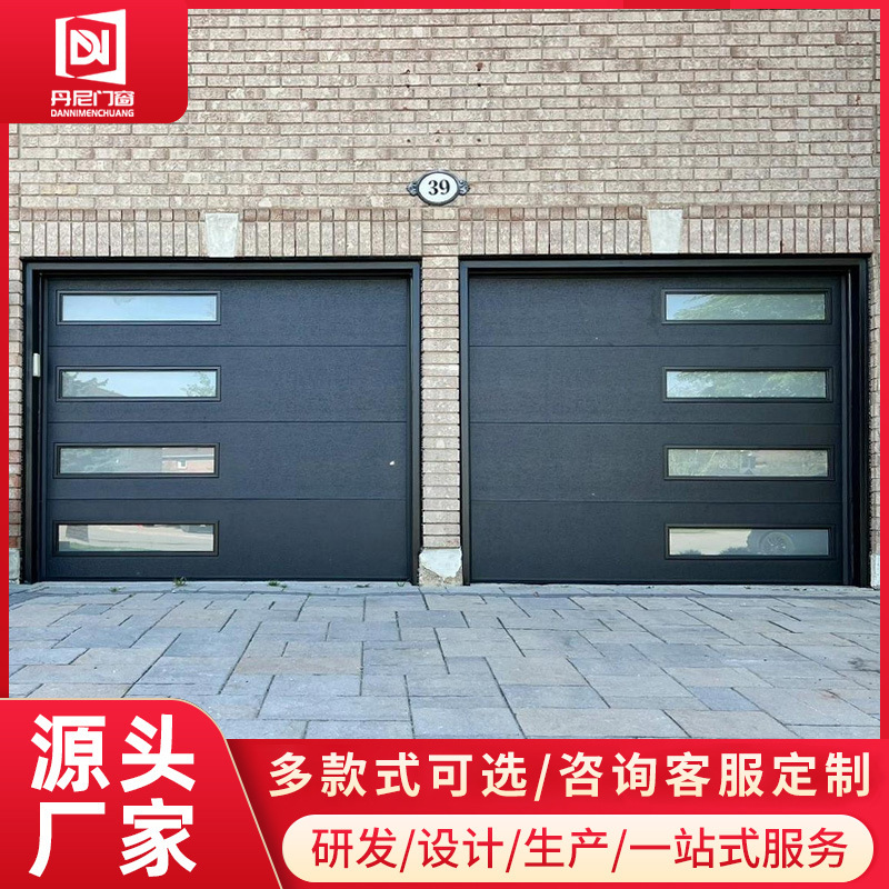 European-Style Aluminum Alloy Flip-Up Garage Door, Villa Electric Remote Control Door, Home-Use Smart Flip-Up Door with Window and Anti-Theft Features
