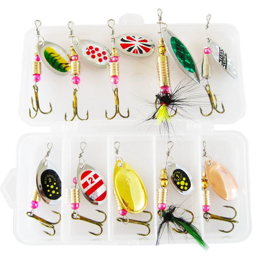 Luya bait composite rotation sequins 3.5-8 grams of feather hook hands shake metal sequins bionic bait fake bait