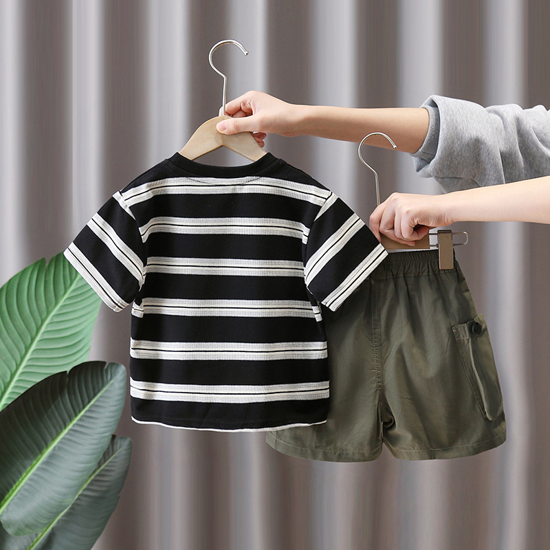 7134 traje de camiseta de panda para niños ropa de manga corta de verano hermoso verano para niños nuevo traje casual de dos piezas de verano