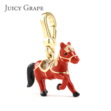 Juicy Grape红色小马吊坠项链珐琅本命年立体幸运马挂坠长款项坠