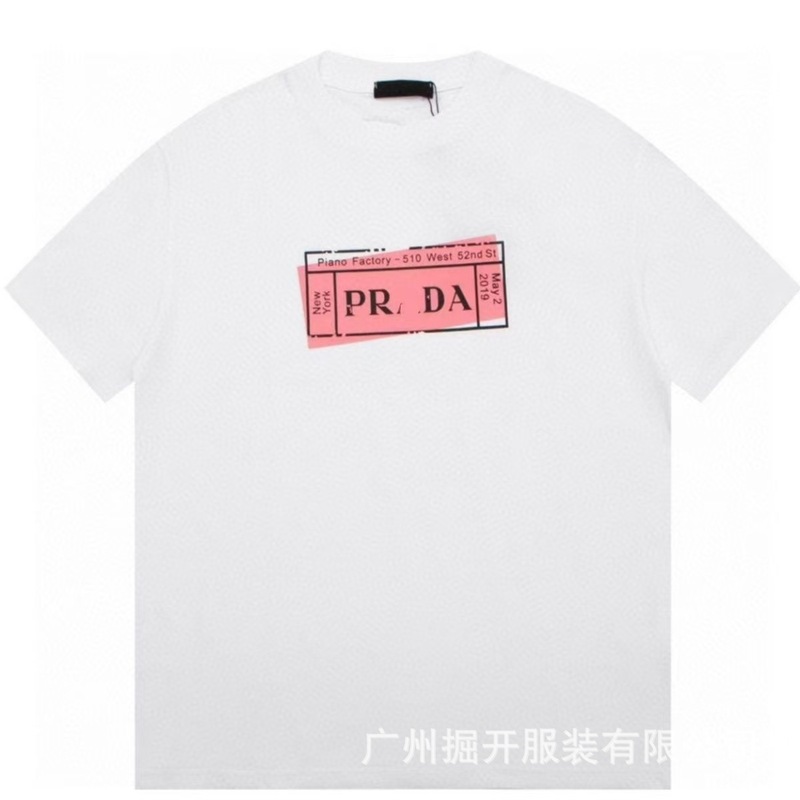 クロスボーダー 2025 夏のトレンドブランド P ファミリー新レタープリントラウンドネック Tシャツカジュアルファッショントレンド半袖男性と女性|undefined