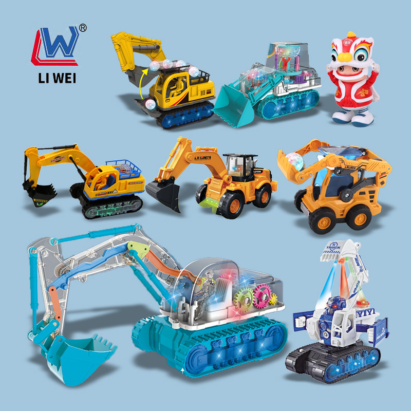 Cross-Border Electric Universal Flash Music Excavator Engineering Vehicle Excavator Children's Hook Machine Foreign Trade Toy Vehicle Wholesale