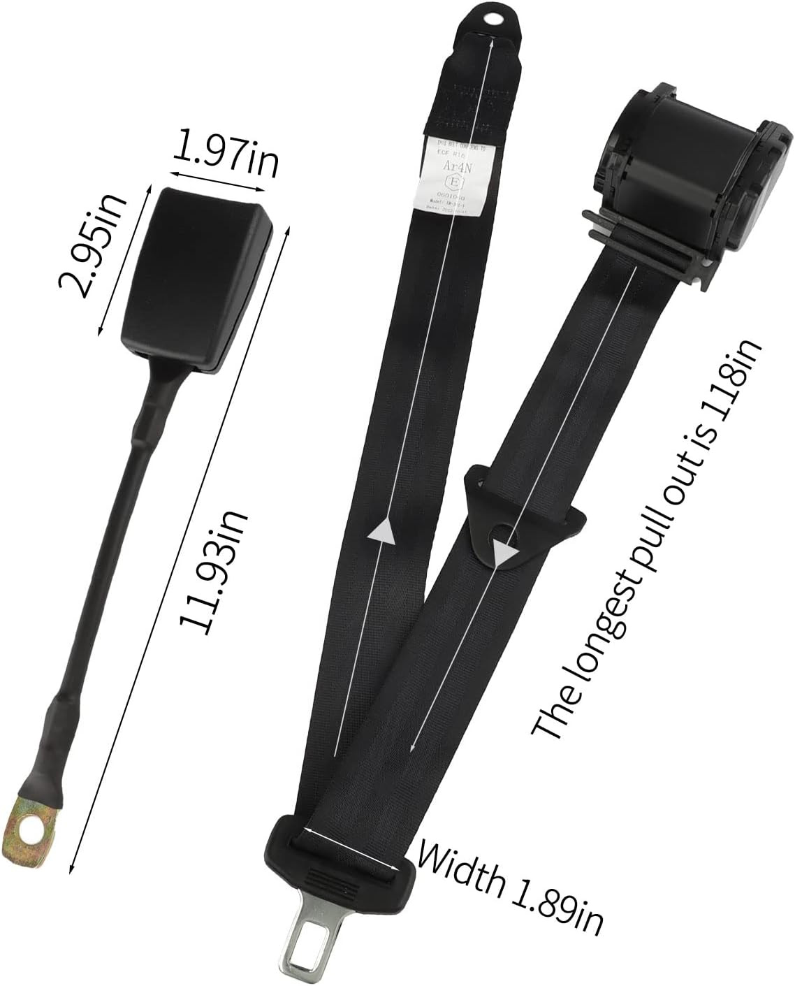 Three-Point Safety Harness Suitable for Go-Kart Clubs, Cars, and Small Vans. Adjustable Retractable Safety Harness