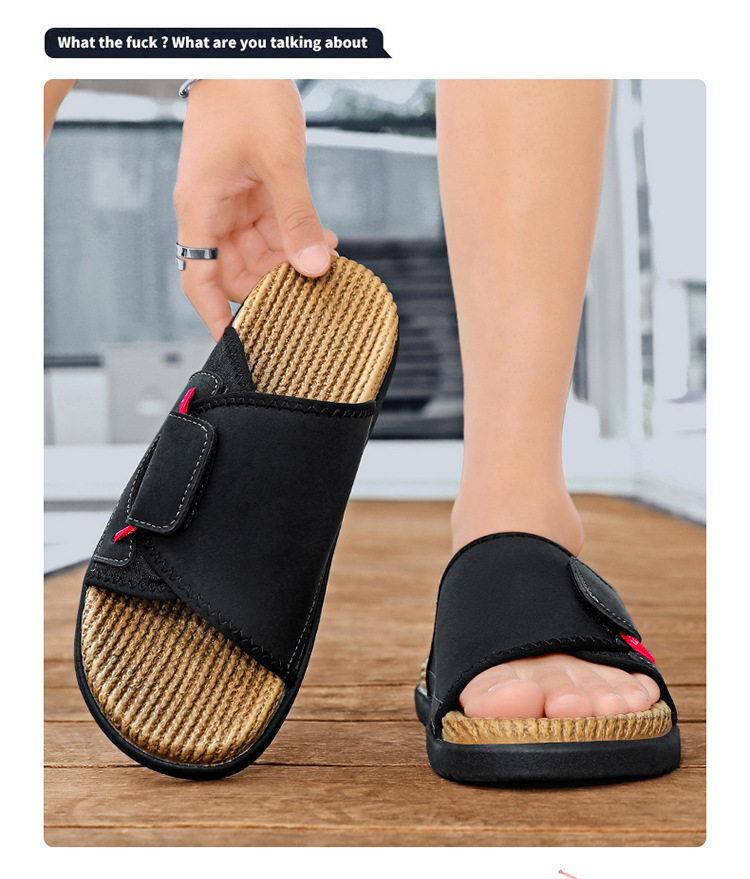 Dép sandal nam quai ngang bít mũi chống trượt đi biển cỡ lớn — kaki, màu be, đen chi tiết 7