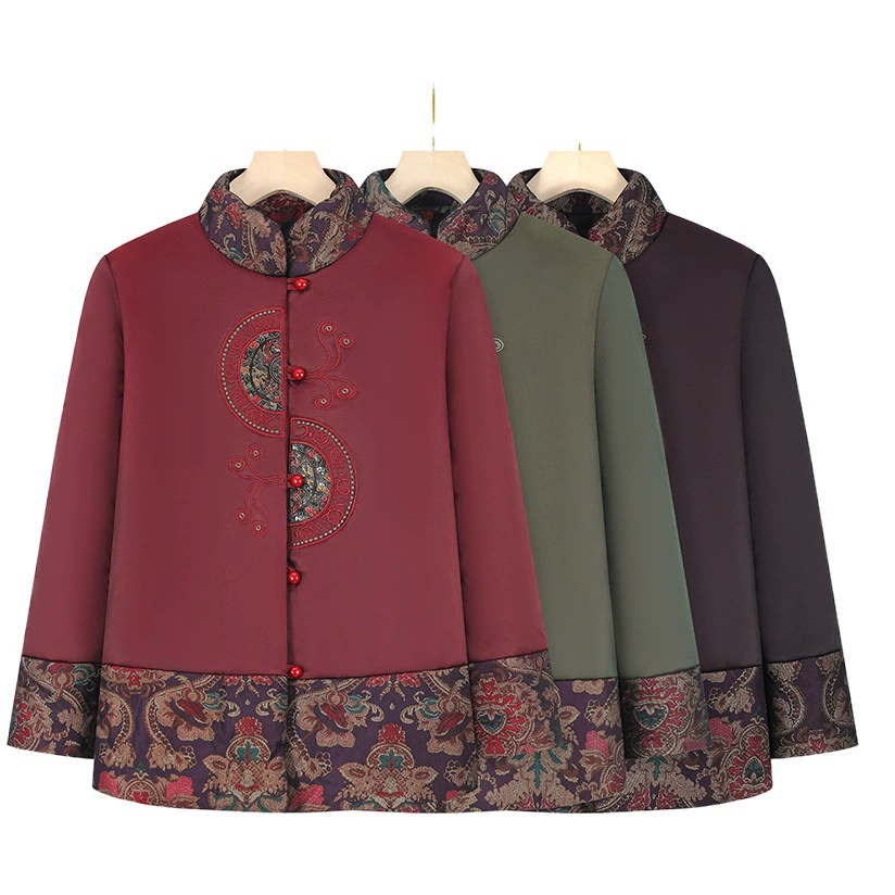 80-летняя бабушка, зимнее толстое пальто с хлопковой подкладкой на флисовой подкладке для пожилой женщины-мамы, теплое пальто с хлопковой подкладкой Тан для жены