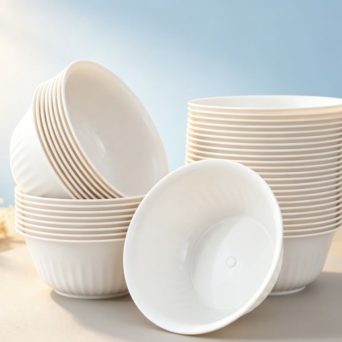 Disposable tableware set, picnic bowls and chopsticks, biodegradable bowls for home, travel, picnics, barbecues, and canteens