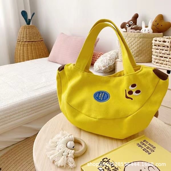 New Cute Cartoon Embroidered Canvas Bag Office Handbag Going Out Baoma Going Out Hand Bag Sundries Small Bag