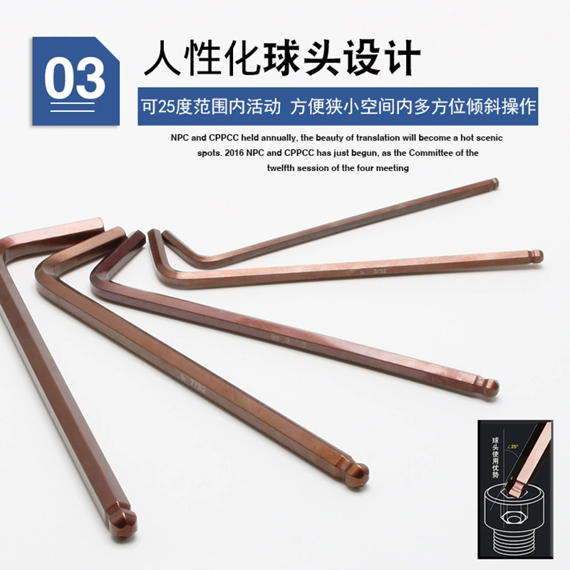 Hexagonal wrench, long set, ball head, scale 1:4
