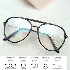 跨境新款蛤蟆镜超轻TR90眼镜架女潮飞行员眼镜男大框双梁眼镜框