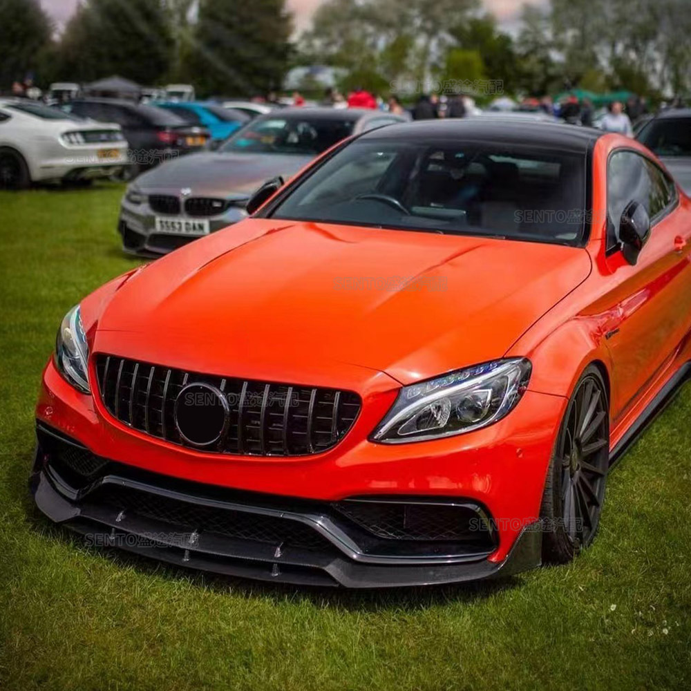Suitable for Mercedes-Benz C-Class W205 Vertical Bar Gt Style Grille 2014-2021 Modified Front Bumper Air Grille Grille