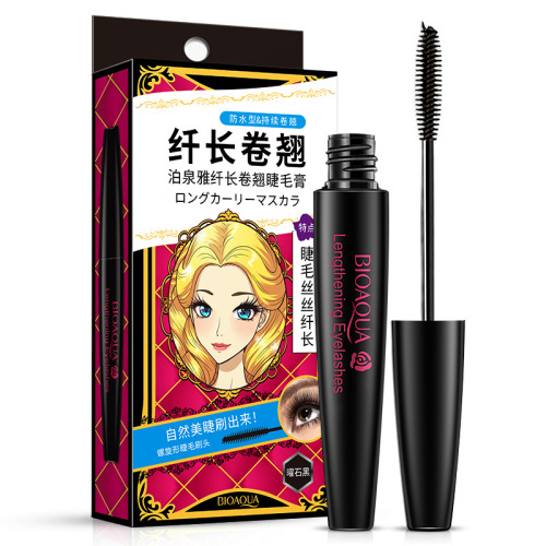Poquanya mascara, slim, long and curling, waterproof and sweat-resistant, naturally thick, color-locking, cosmetic mascara, direct selling and wholesale