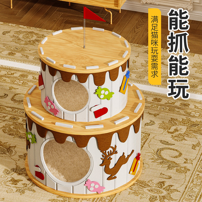 DIY pastel de cumpleaños gato nido grueso resistente al rasguño gato agarrar tablero de gato mascota gato agarrar tablero de fieltro pastel modelado gato nido