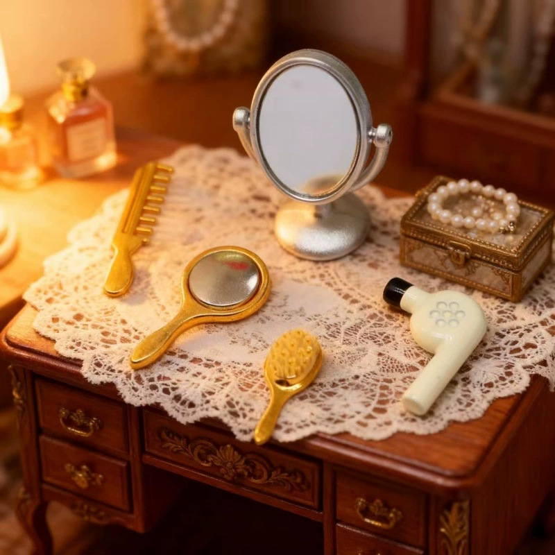 Кросс-бордерные миниатюрные игрушки для еды, мини-игрушки для кармана, кукольный домик, фен, расческа, набор для парикмахерских услуг, модель для ванной комнаты