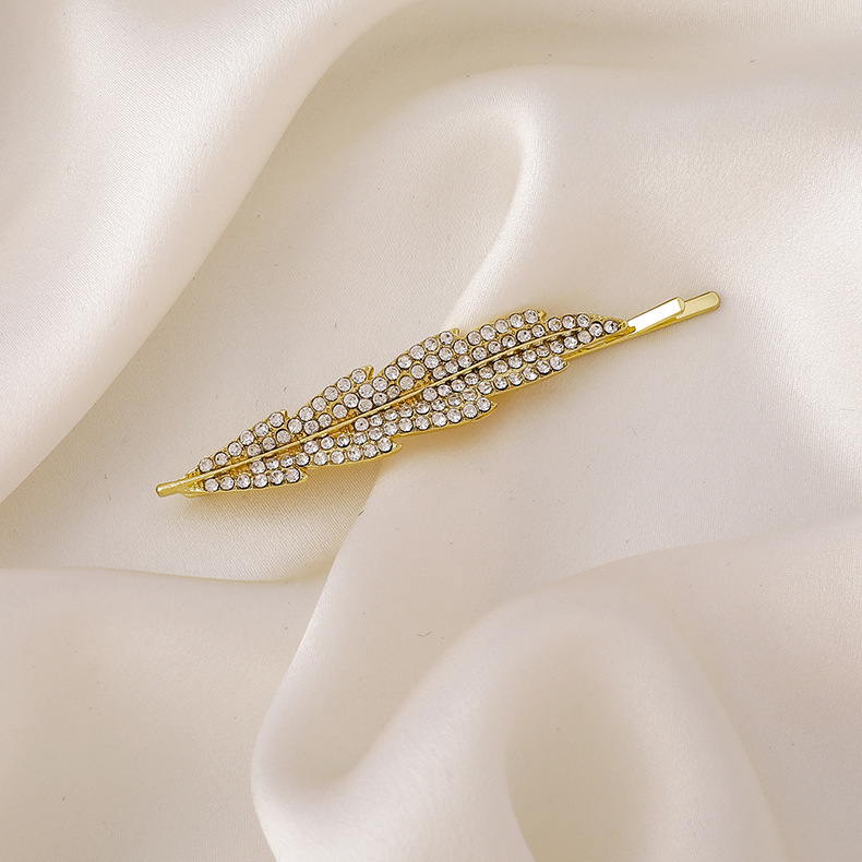 Fashion Feather Leaf Pearl Rhinestone Side Clip display picture 3