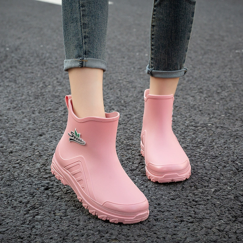 Новые Универсальные женские непромокаемые сапоги Four Seasons, зимние теплые женские непромокаемые резиновые сапоги с хлопковой подкладкой, кухонные короткие непромокаемые резиновые сапоги