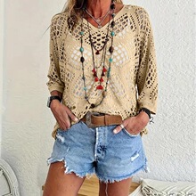D 78747 V Neck Diamond Hollow Sleeves Sweater �����U����