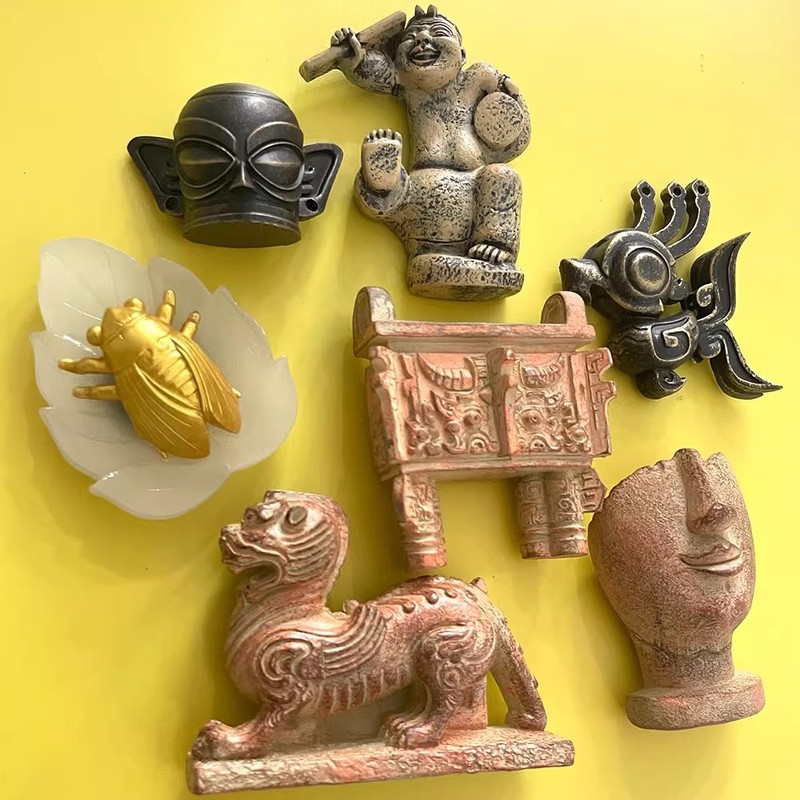 唐朝古都旅游文创冰箱贴磁贴西安洛阳神兽半面面具大香炉鼎伴手礼|undefined