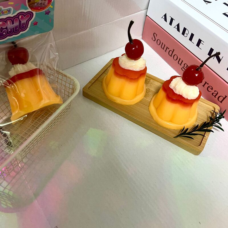 模擬キャラメルプリンピンチチェリーQ弾性2色プリン減圧おもちゃTPRソフトグルー完食ゼリーおもちゃ|undefined