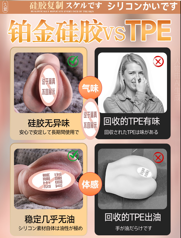 Silicone Half-Body Male Masturbator, Manual Inverted Mold Device, Flesh Tone — detail image 10