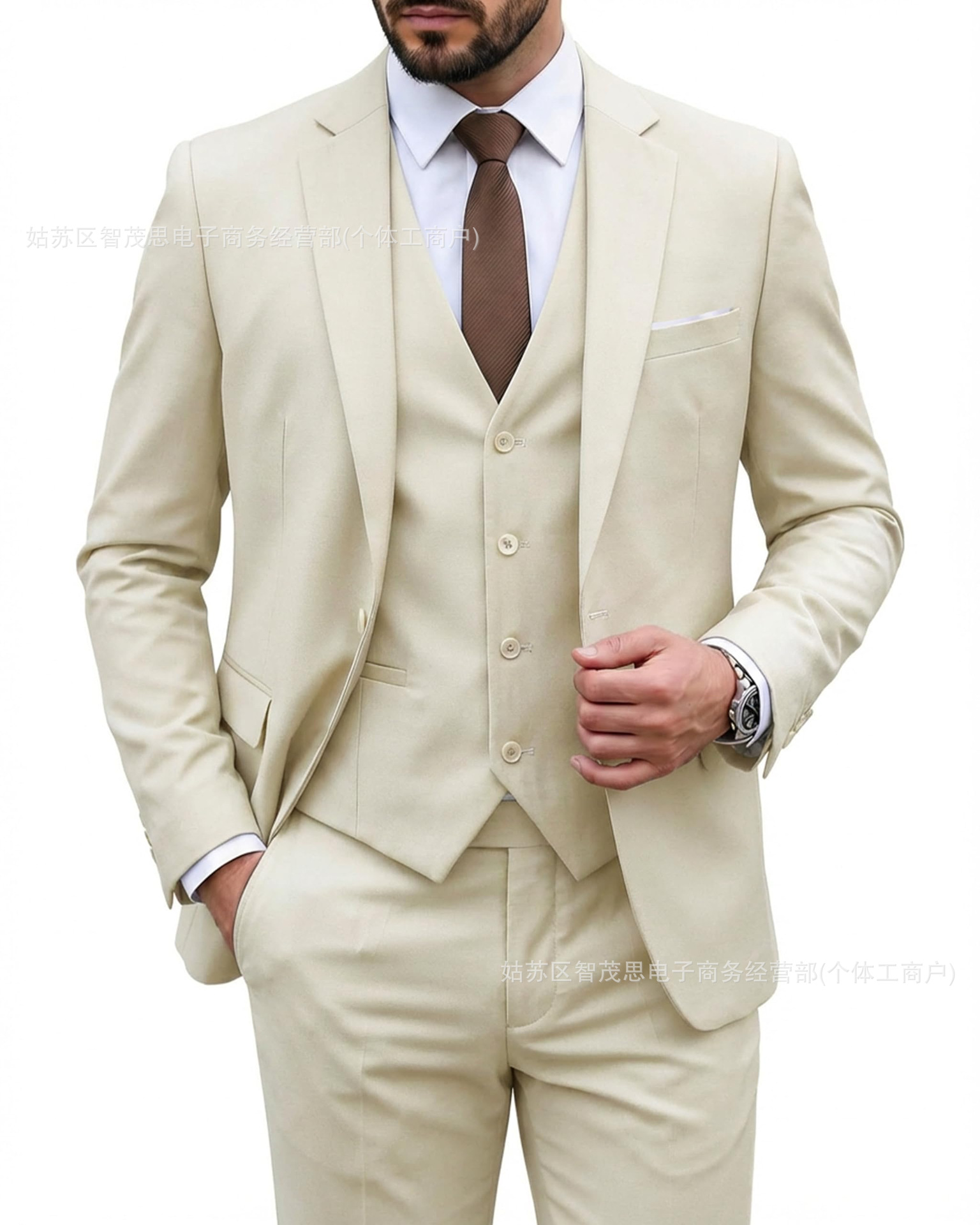 Champagne suit + vest + pants / XS