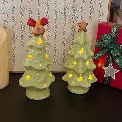 クリスマスプレゼント陶磁器透光クリスマスツリー夜灯かわいい陶磁器星クリスマスツリー小夜灯飾り置物