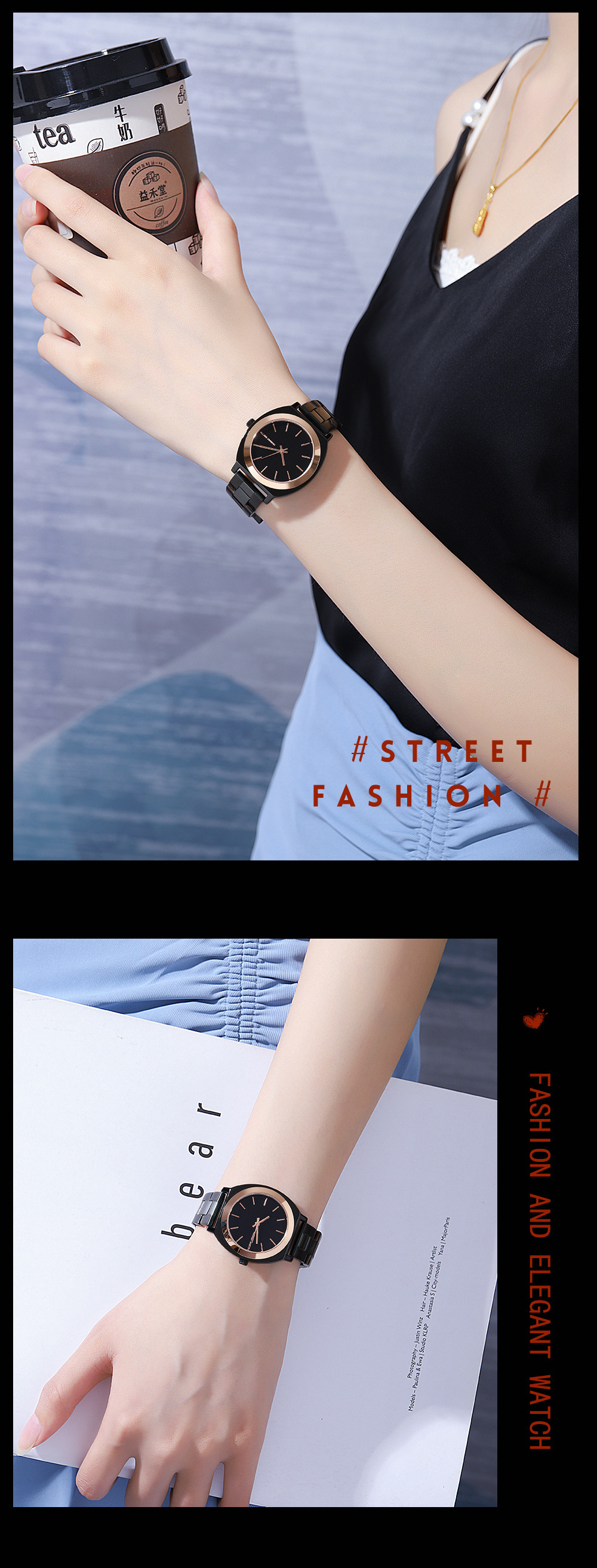 Movement Waterproof Watch With Steel Strap Women's Casual Butterfly Clasp Quartz Watch_voghion.com