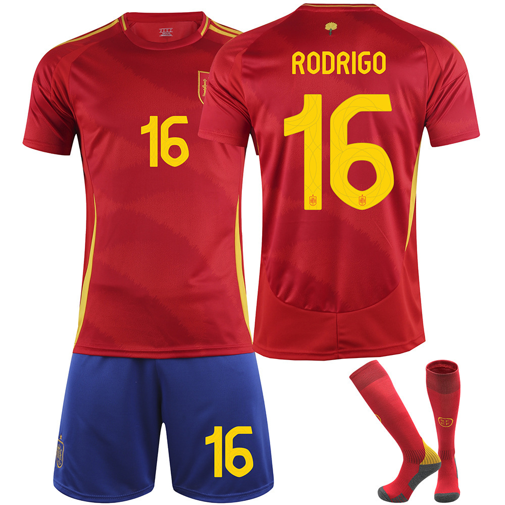 thumbnail image 1 of 24 Camiseta de la Copa de Europa de España No. 19 Yamal 26 Pedri 7 Morata No. 9 Traje de camiseta de fútbol Garvey, 1 of 5