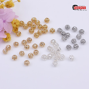 14K Gold-Filled Color-Preserving Cut Out Ball Lantern Separated Beads Gold Beads Bracelet Necklace Beaded DIY Jewelry Accessories Wholesale
