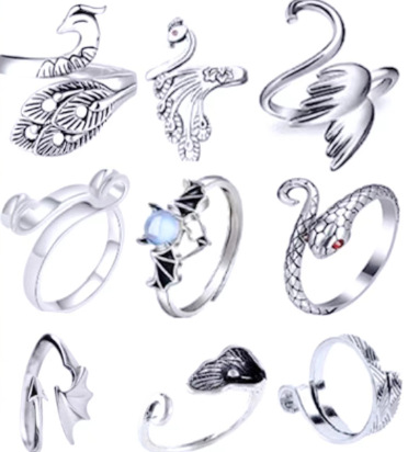 Ganchillo con hilo anillo cinta joyería gancho lana plata tailandesa apertura ajustable dedo índice tejido anillo de la cola con hebilla de marca