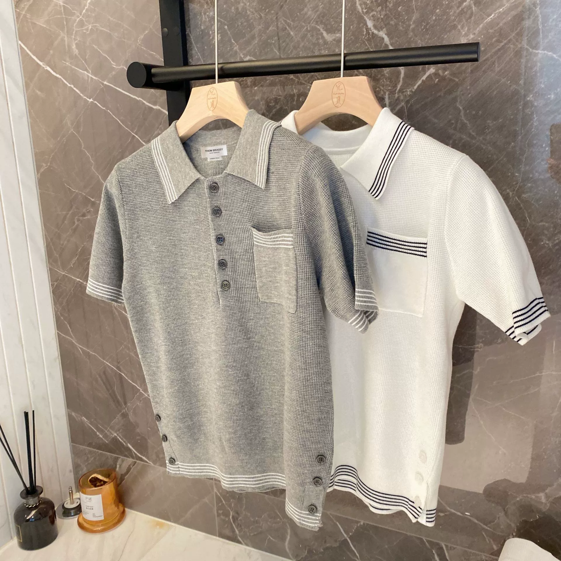 THOM BRASSY 1682TB ананасовый поло рубашка осенний лацканный воротник