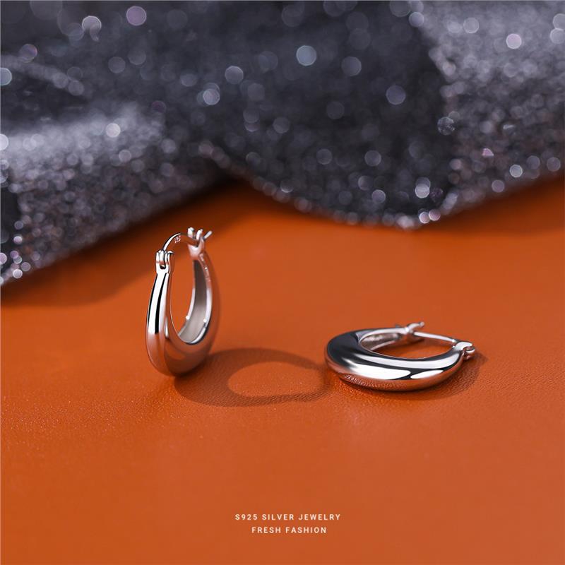 S-geometric minimalist U-shaped plain ring earrings, women's French style, light luxury, high-end feeling, personality,_voghion.com