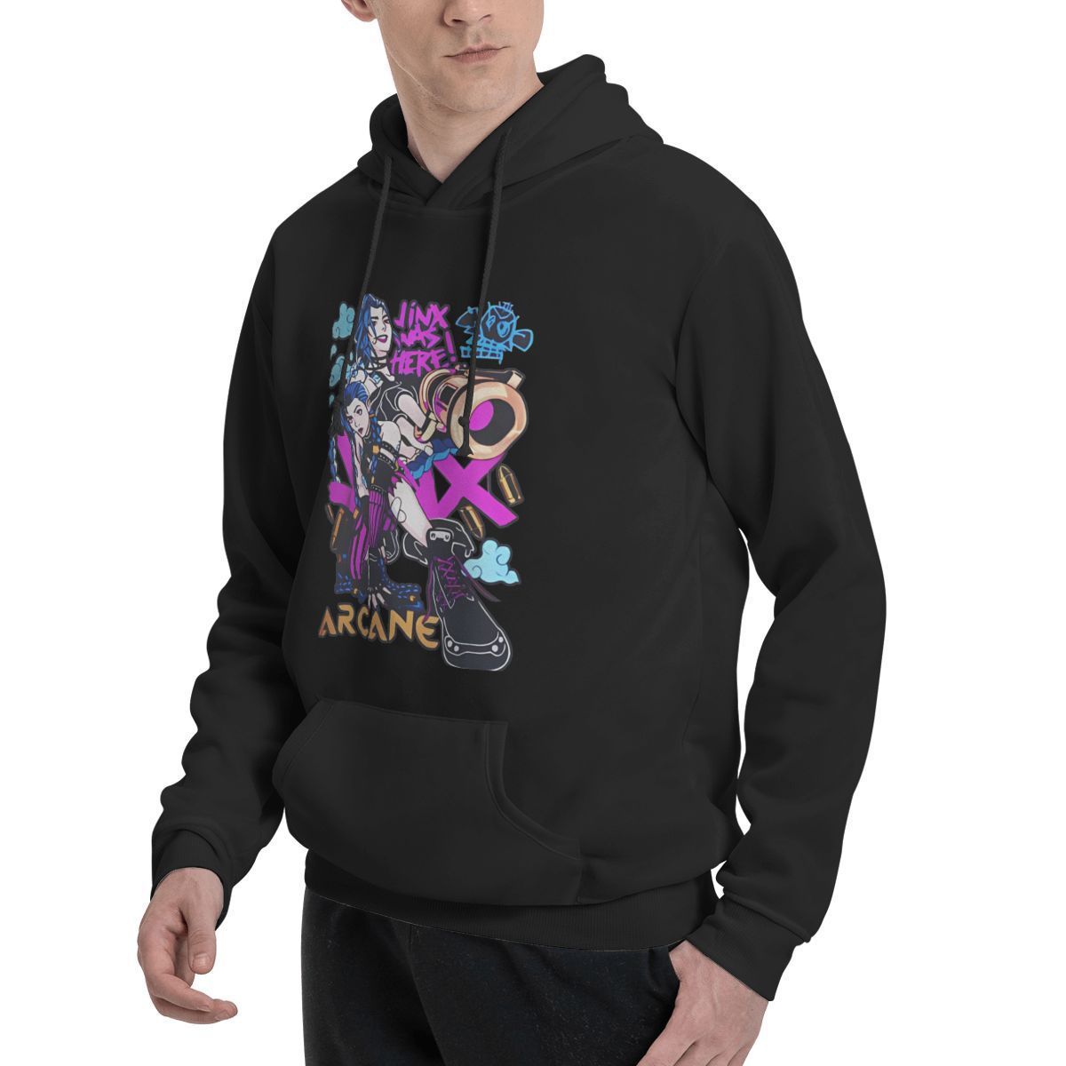 Jinx Loose Hoodies Male Arcane Set Fashion Pullover Hoodie