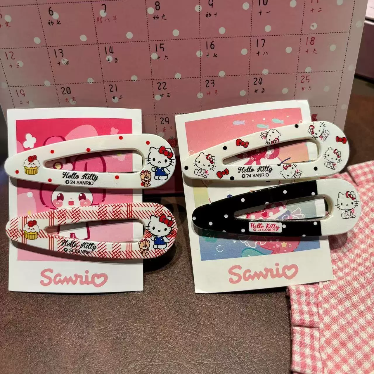 Заколка-капля (Sanrio) Hello Kitty, универсальная для чёлки, смешанные цвета, 7 см