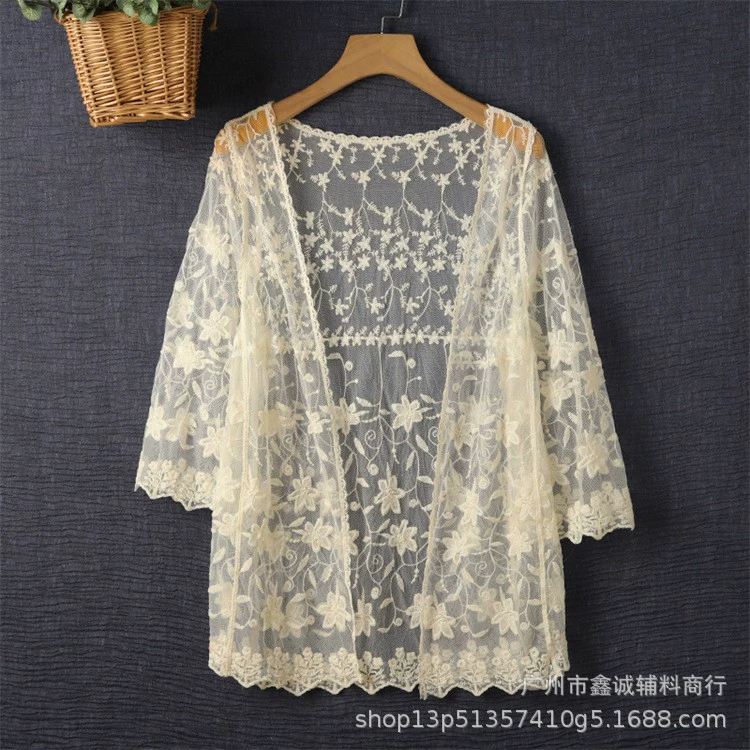 Женская пляжная накидка с длинным рукавом, one size (длина 65 см), защита от солнца, лёгкая