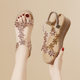 Women's Wedge Sandals 2024 New Fashionable Summer Soft Sole High Heel Thick Sole All-Match Outer Wear Roman Casual Women's Shoes