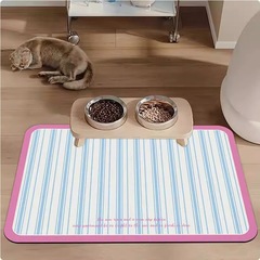 ペット防水プレースマット、かわいいライン、新鮮な子犬と猫の食事ボウルマット、汚れ防止、滑り止め、お手入れが簡単なレザーマット