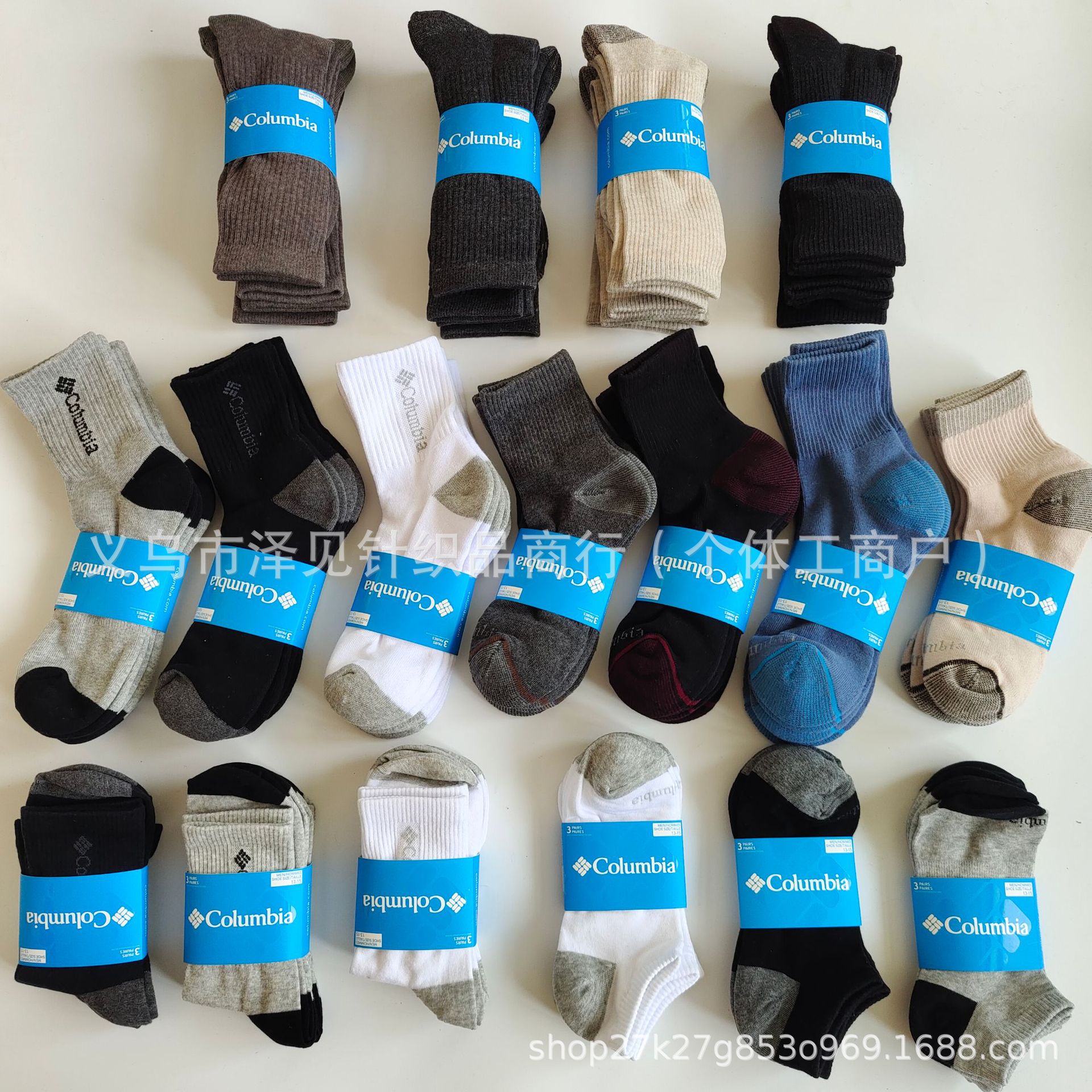Foreign Trade Summer One Card 3 Pairs of Columbus Men's and Women's Socks Outdoor Mountaineering Running Sports Sweat-absorbent Shock-absorbing Combed