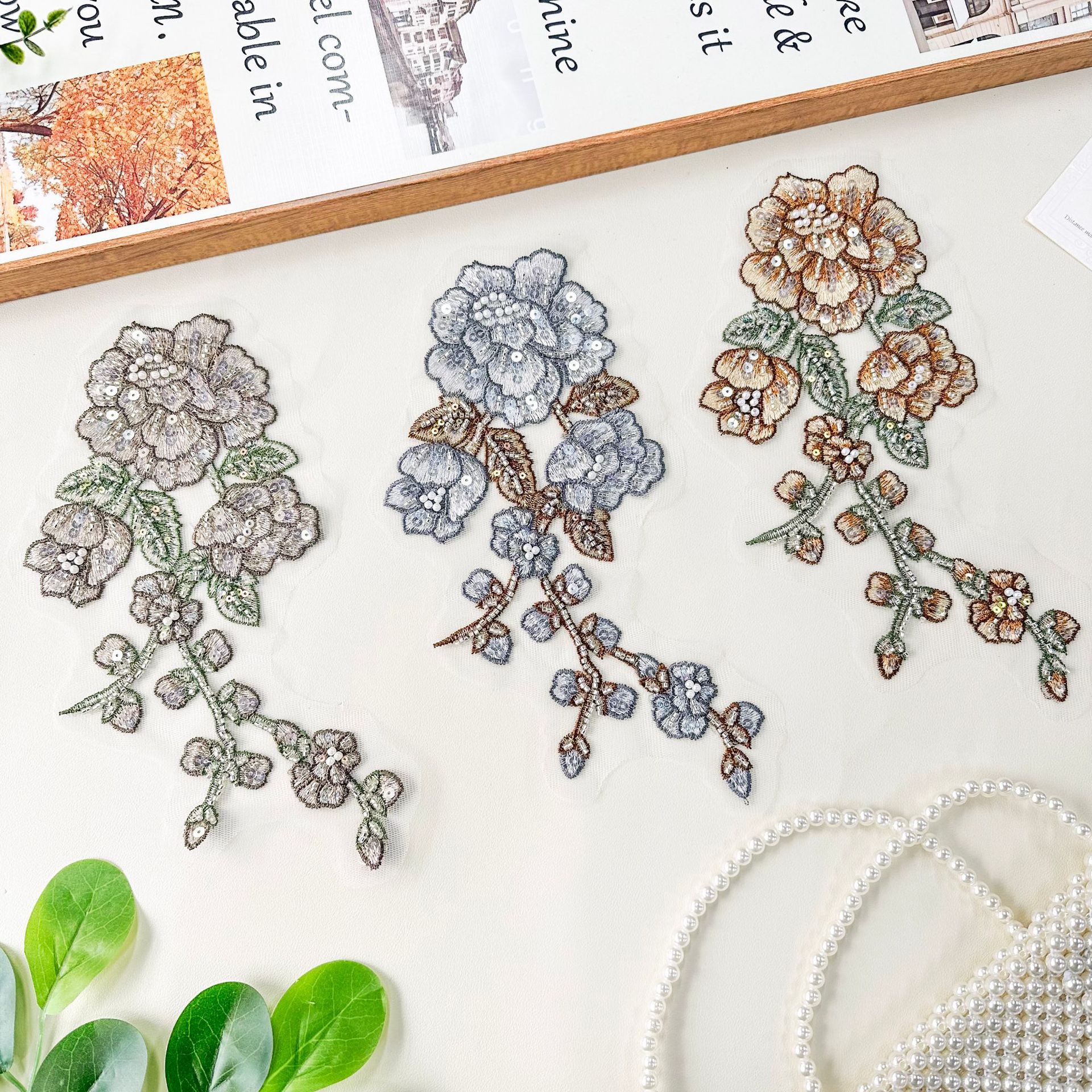 Mosaico exquisito sequinilla decoración ropa zapatos sombreros DIY accesorios hechos a mano tela inferior bordado colorido flores pegatinas