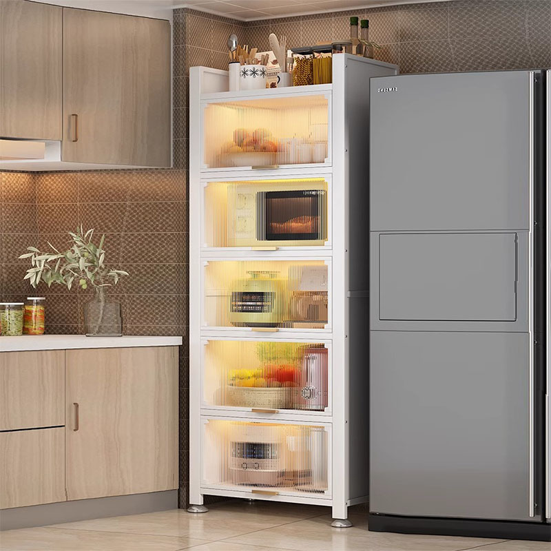 Kitchen Cabinet Storage Cabinet Floor-Standing Multi-Layer Microwave Storage Cabinet Multi-Function Oven Storage Pot Rack Cupboard Dish Cabinet