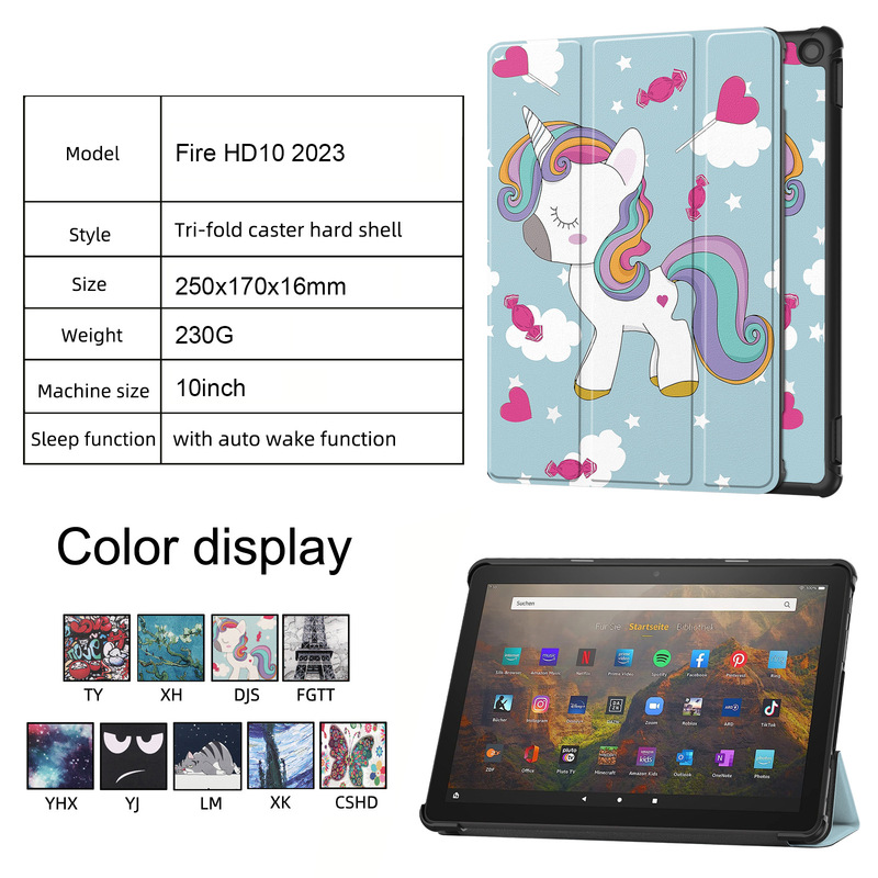 For Amazon Fire HD 10 2023 protective cover hd10 tri-fold bracket with dormant leather cover For Amazon Fire HD 10 2023 protective cover hd10 tri-fold bracket with dormant leather cover