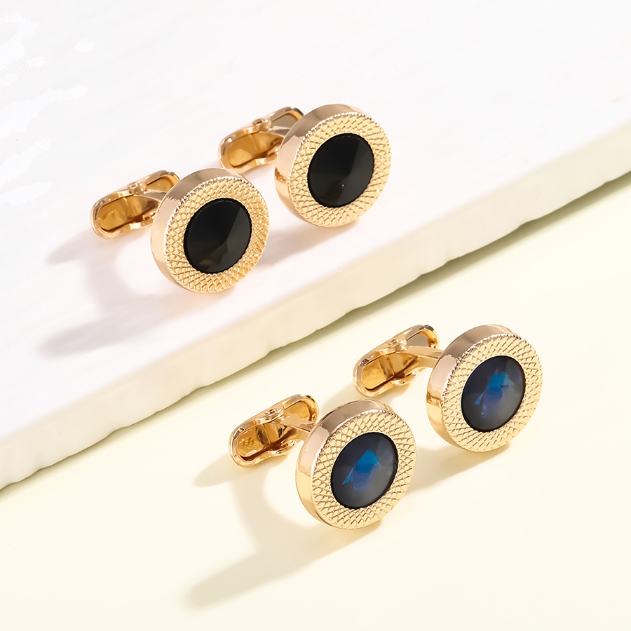 Neue runde diamant kristall manschettenknöpfe mode Französisch business hemd_voghion.com