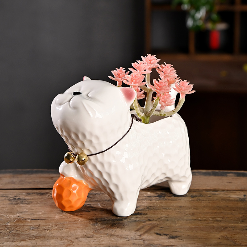 Pequeña caricatura, animal creativo, maceta carnosa, cerámica, arcilla especial para el hogar, maceta de control de raíces de cerámica gruesa, venta al por mayor