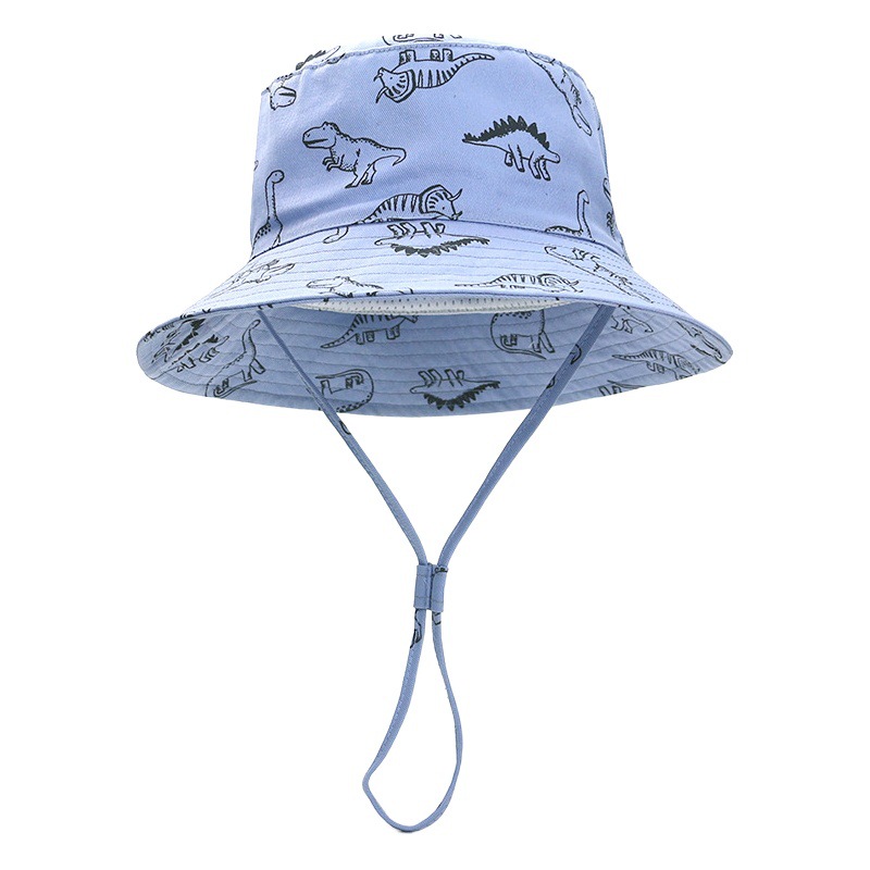 Spring and Summer New Children's Fisherman Hat Cartoon Dinosaur Print Baby's Sun Hat Big Brim Children's Sun Protection Basin Hat