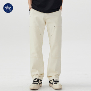 Muqiu Men's Wear ∠ American High Street cleanfit Rivet Casual Jeans Men's Loose Vibe Fashion Brand Long Pants