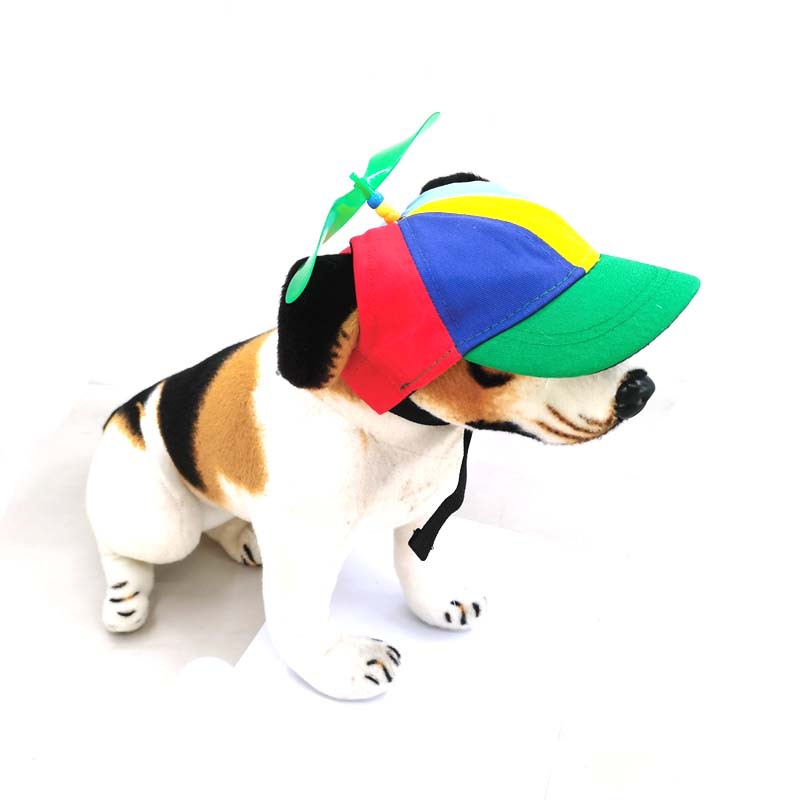 Fábrica transfronteriza mascota perro sombrero color a juego hélice gorra de béisbol gato Teddy tocado libélula de bambú tapa de pico