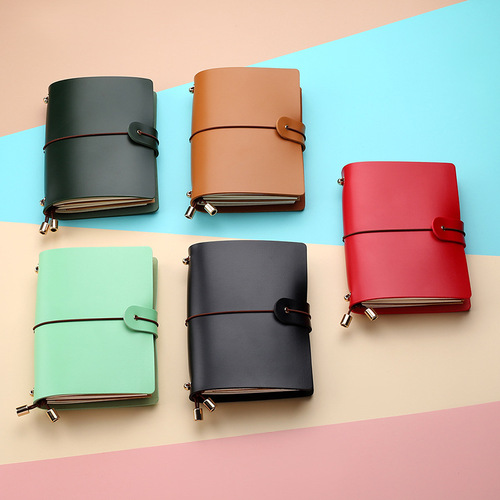 Simple PU leather diary solid color hand ledger student notebook writing notepad soft leather thickened wholesale