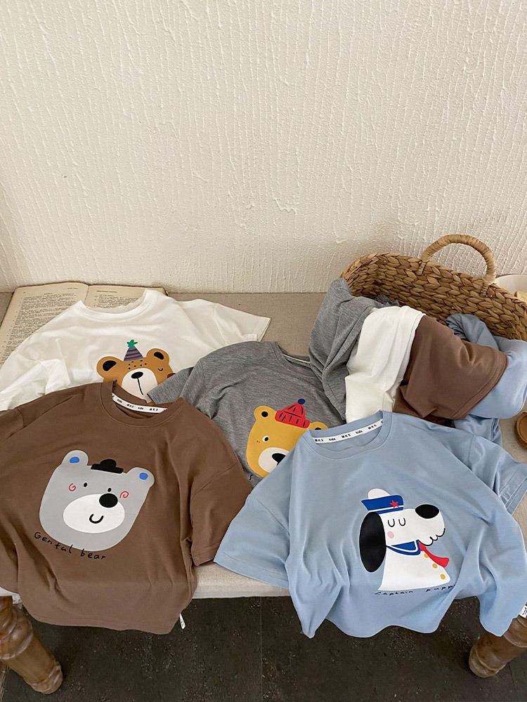 Pijamas para niños, ropa para el hogar para niños, traje de manga corta, ropa de verano para niños de mediana edad, ropa de verano para niños de sección delgada, ropa suelta para niños