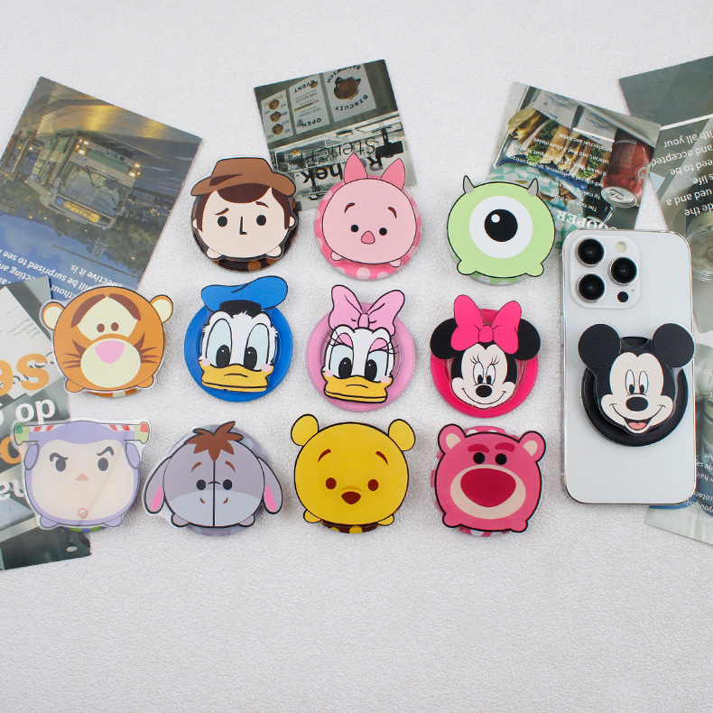 卡通人物手机支架磁吸透明气囊手机支架草莓熊伸缩气垫手机支架