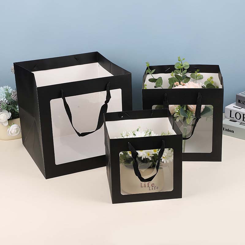 Bolsa de mano transparente ventana bolsa de regalo ramo muñeca ventana bolsa de regalo Día de la Madre bolsa de regalo personalizada