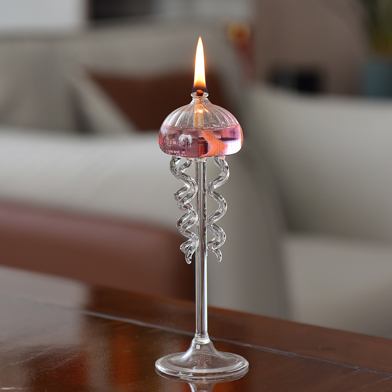 Creativo en forma de pulpo lámpara de aceite de vidrio candelabro decoración romántica simple moderno escritorio del hogar lámpara de mantequilla libre de humo
